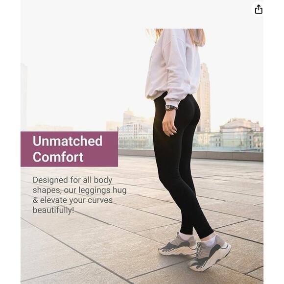 2 Pr SATINA High Waisted Full Length Tummy Control Leggings Plus Size Stretchy - Picture 6 of 6